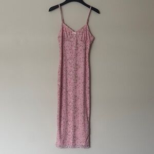 Pink Floral Midi Dress